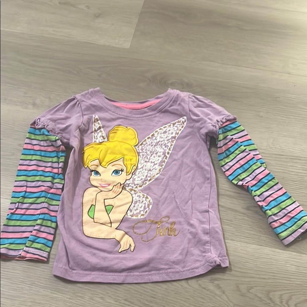 Disney Purple and Green Tinker Bell Long Sleeve Tee